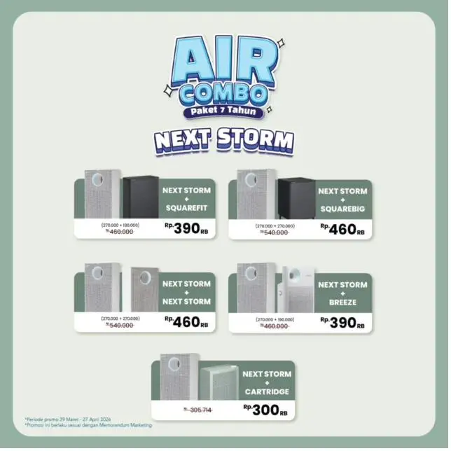 Paket Air Combo Next Storm Coway — kombinasi air purifier mulai Rp 390.000/bulan