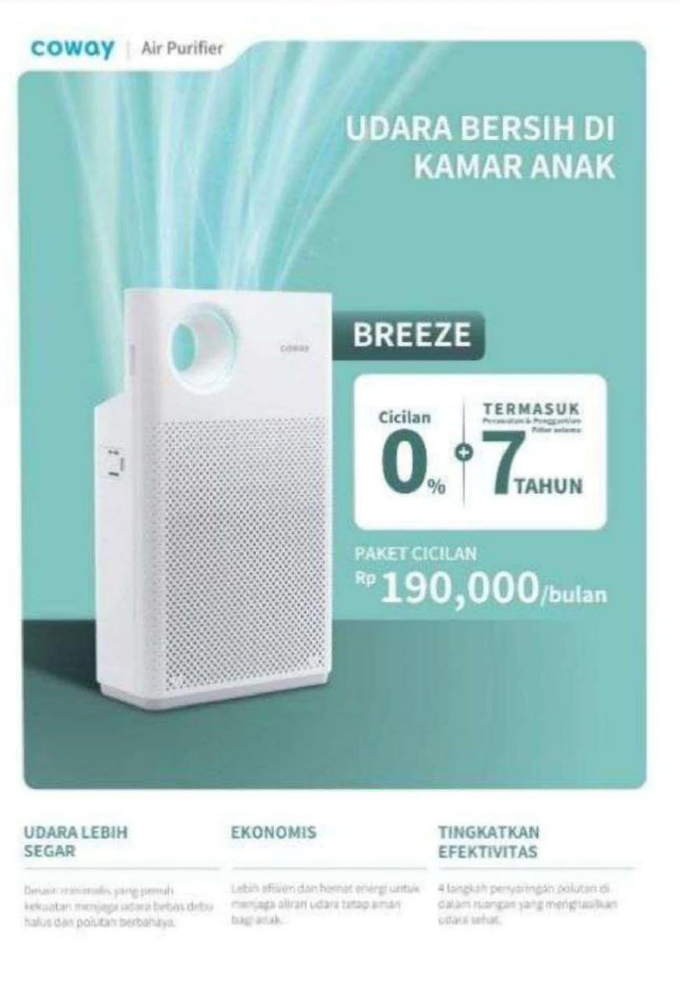 Air Purifier Coway Breeze AP-1018F – Slim Ringan Kamar Tidur 33.9m²