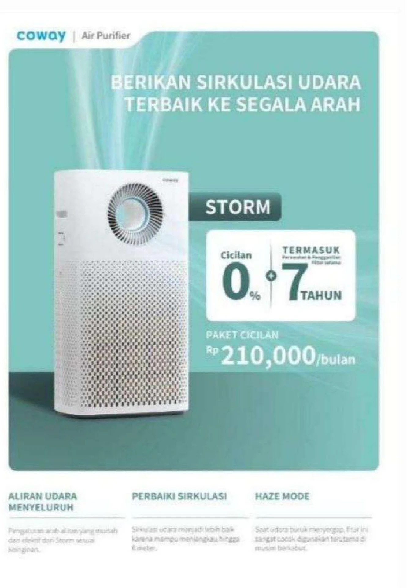 Air Purifier Coway Storm AP-1516D – 4 Tahap Filtrasi 49.5m²