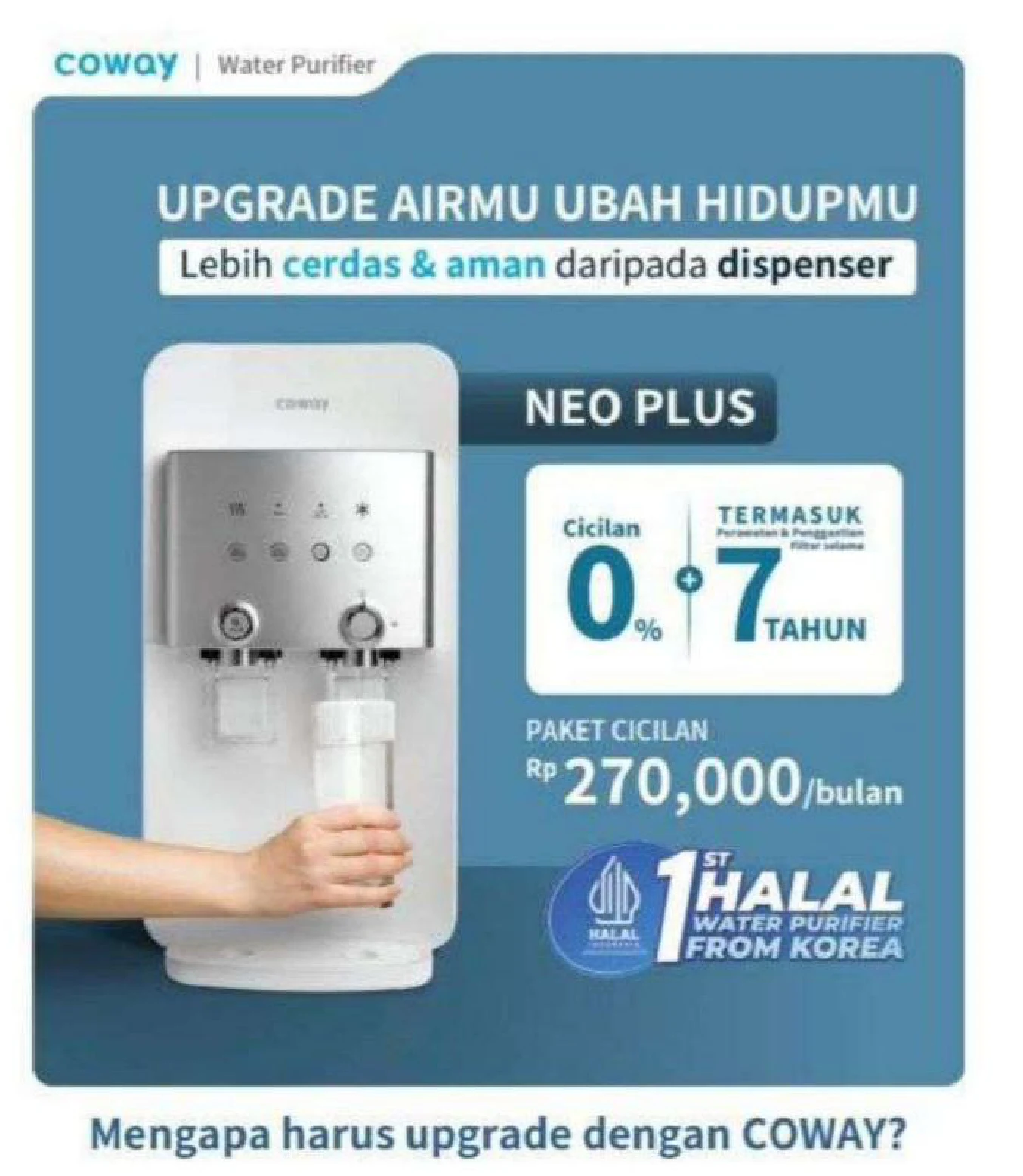 Water Purifier Coway Indonesia Neo Plus CHP-264L — best seller pemurni air halal 5 tahap filtrasi cicilan Rp 270.000/bulan