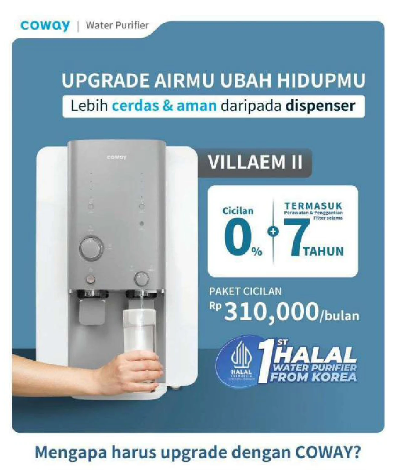 Water Purifier Coway Indonesia Villaem II CHP-18AR — pemurni air keluarga 4-5 orang kapasitas 11,3 liter cicilan Rp 310.000/bulan