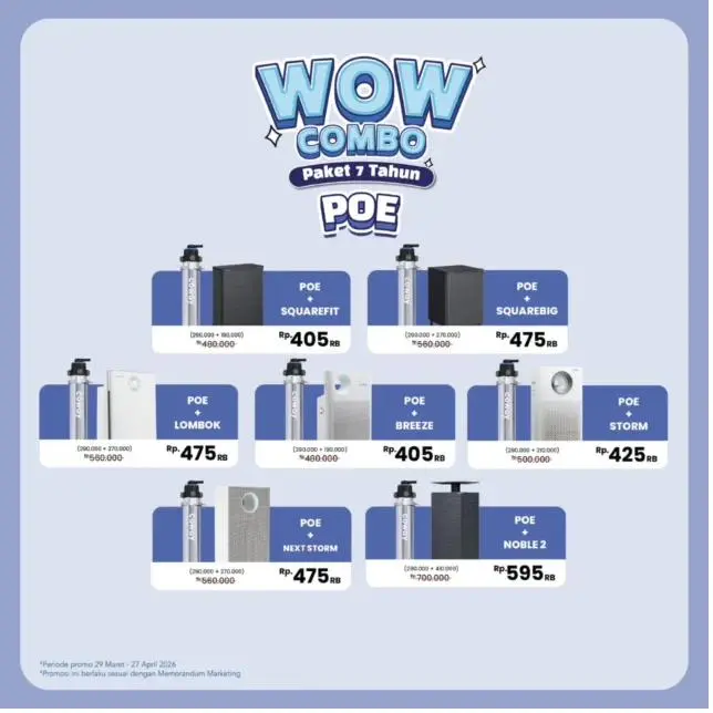 daftar lengkap paket wow combo poe coway dengan berbagai kombinasi air purifier