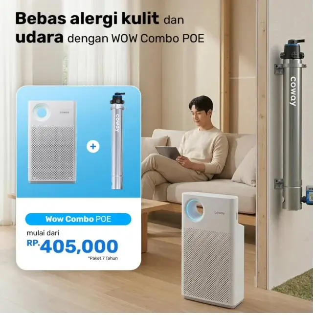 Paket Wow Combo POE Coway — bebas alergi kulit dan udara mulai Rp 405.000/bulan